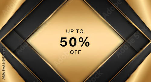 Promotional sale sign advertising up to fifty percent discount on products
