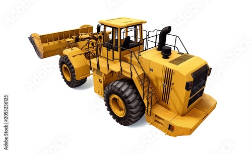 Heavy Wheel Loader Construction Equipment Isolated on White Background