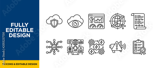 Tableau sur toile Financial audit data review flat line art vector icon bundle illustration design