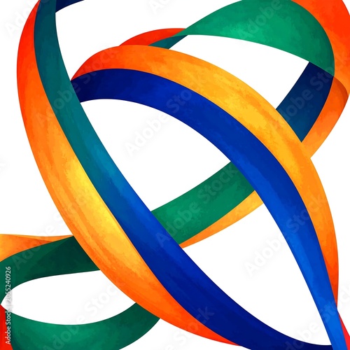 Vibrant Abstract Ribbon Loops Intertwining on White Background