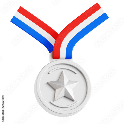 Silver Medal with Star and Ribbons