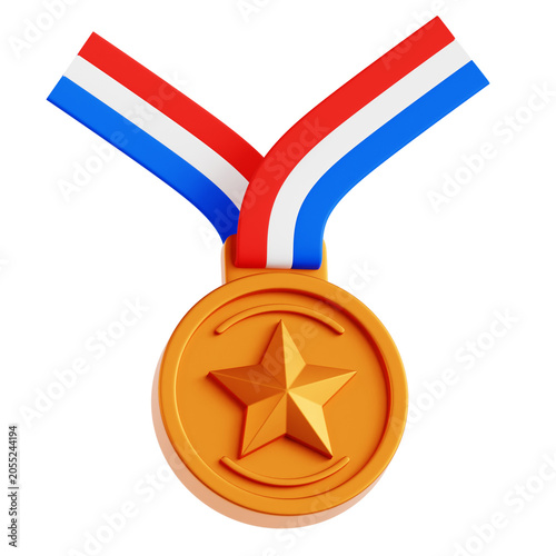 Bronze Medal with Red White Blue Ribbon