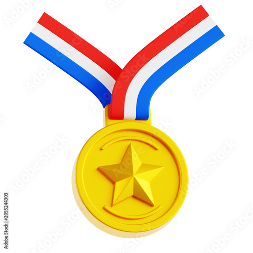 Gold Medal with Star and Ribbon