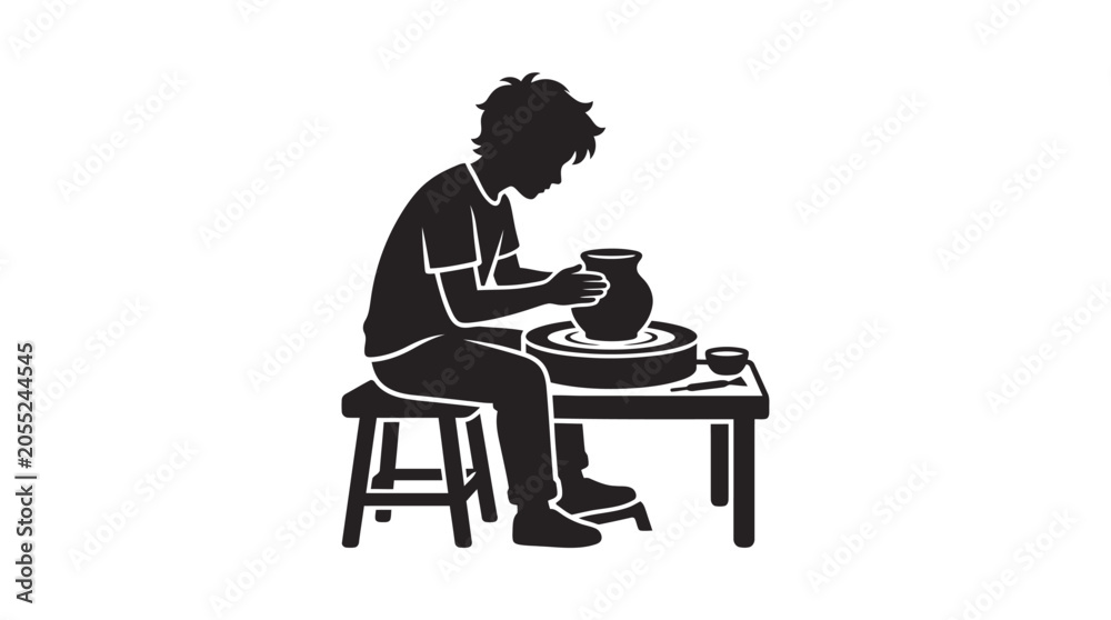 Fototapeta premium Person working on pottery wheel.