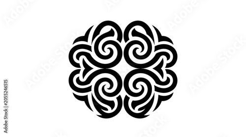 Black and white swirling pattern design.