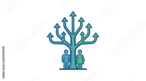 Blue tree with people icons.