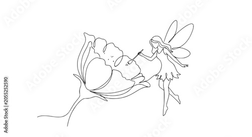 Konstfotografi Fairy Sitting on a Flower Petal.