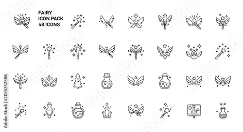 Bild auf Leinwand Fairy icons with various designs.