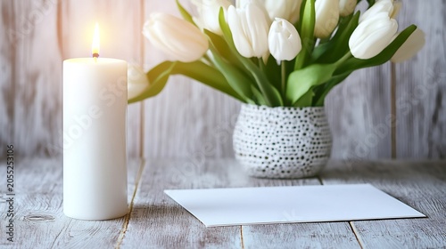 Sympathy Card with a white candle on the left side and a writing space area on the right side for a condolence message