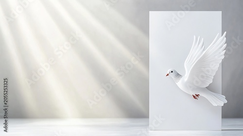 Sympathy Card with a dove on the right side and a writing space area on the left side for a condolence message
