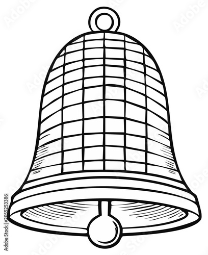 Illustration of a traditional bell with a grid pattern and clapper