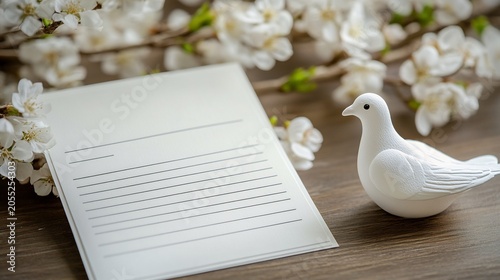 Sympathy Card with a white dove on the right side and a writing space area on the left side for a condolence message
