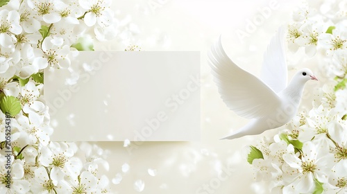 Sympathy Card with a white dove on the right side and a writing space area on the left side for a condolence message