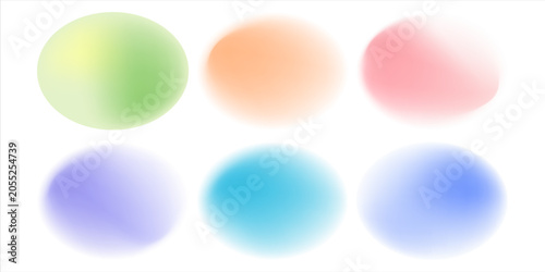 Set of Vector Colorful Gradient Circles with Soft Pastel Tones Isolated on White Background