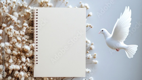 Sympathy Card with a white dove on the right side and a writing space area on the left side for a condolence message