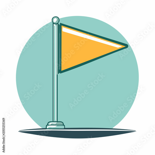 Yellow Triangle Flag on Pole