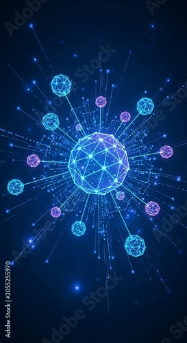 Glowing Geometric Network: Digital Art Radiating Energy