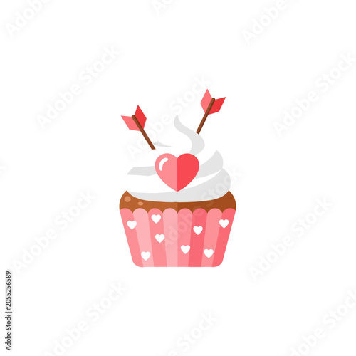 Pink Cupcake with Heart Topping Sweet.