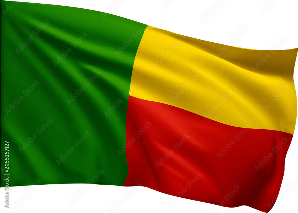Obraz premium Flag of Benin Waving in transparent style