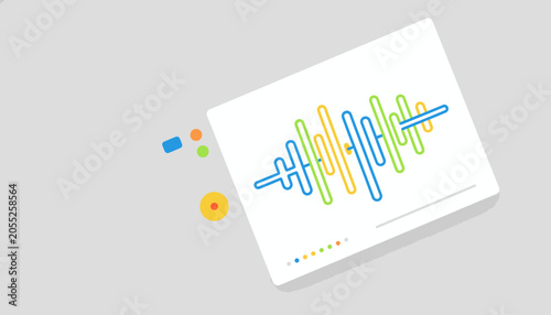 Abstract colorful sound wave graphic on a white paper, representing audio, music, or data visualization