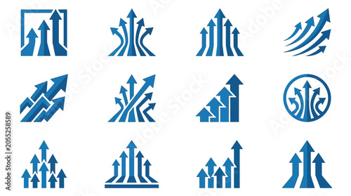 Business growth and success icons.