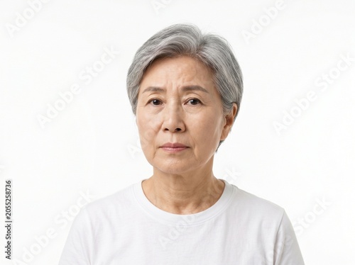 [Generative AI] 80-year-old Korean woman with a serious and heavy expression