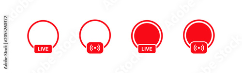 Live story. Interface for video broadcast. Social media profile. Editable stroke.
