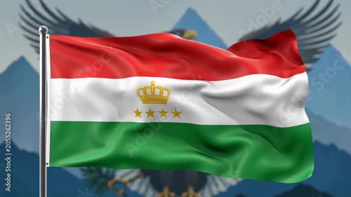 Flag of Tajikistan waving in the wind.