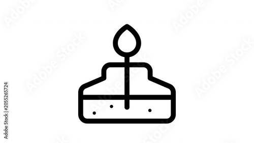 Animated bunsen burner icon showing flame and rising bubble motion for science education