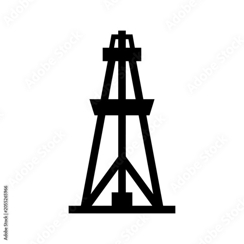 Black silhouette of an oil rig derrick, symbolizing resource extraction and industrial operations.