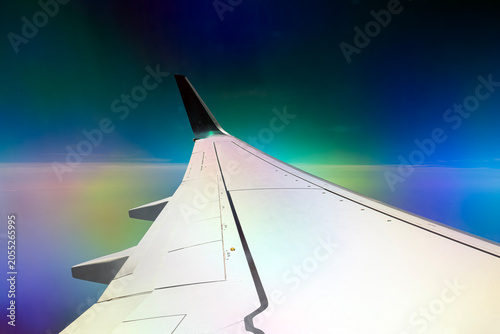 Airplane Wing with Sky and Horizon