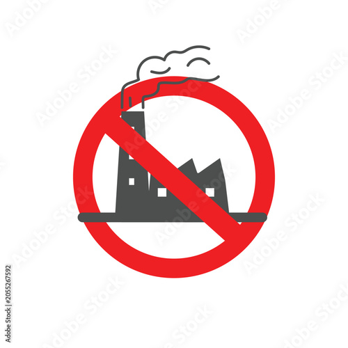 vector design of a red sign prohibiting the construction of a factory building