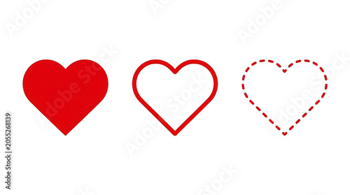 Collection of red heart shapes on transparent background for valentines day