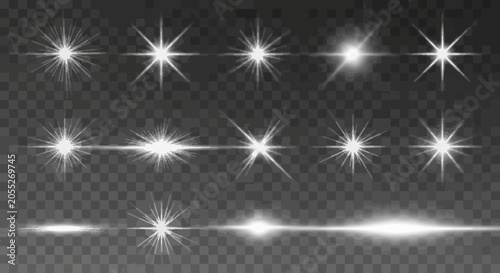 Bild auf Leinwand Collection of white light burst effects for design