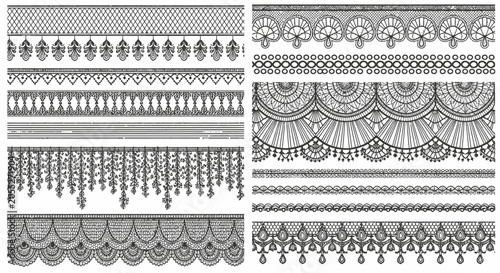 Εκτύπωση καμβά Collection of various ornate black lace border designs and patterns for decorati