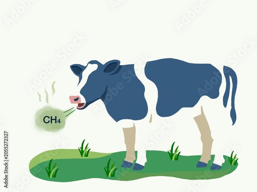 Slika na platnu Cow Burping Methane Gas CH4