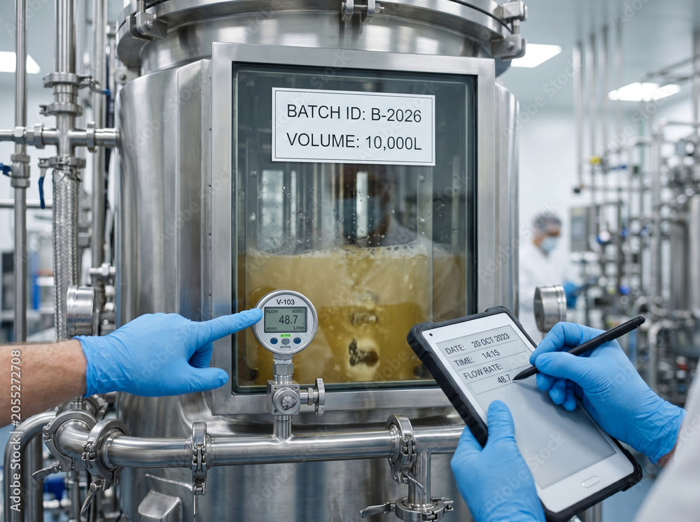 Obraz premium Logistics Manager Tracking Automated Guided Vehicle Fleet Status On Tablet In Warehouse