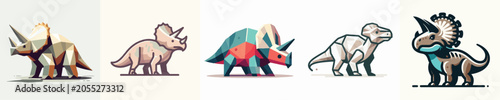 Cuadro en lienzo Pentaceratops Vector Illustration