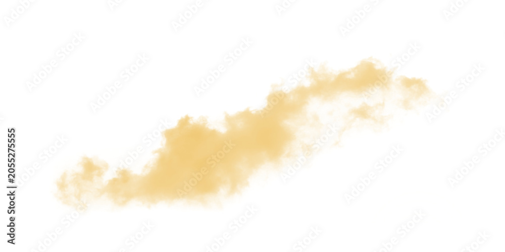 Φωτογραφία Yellow Dust Cloud Swirl Isolated on White Background