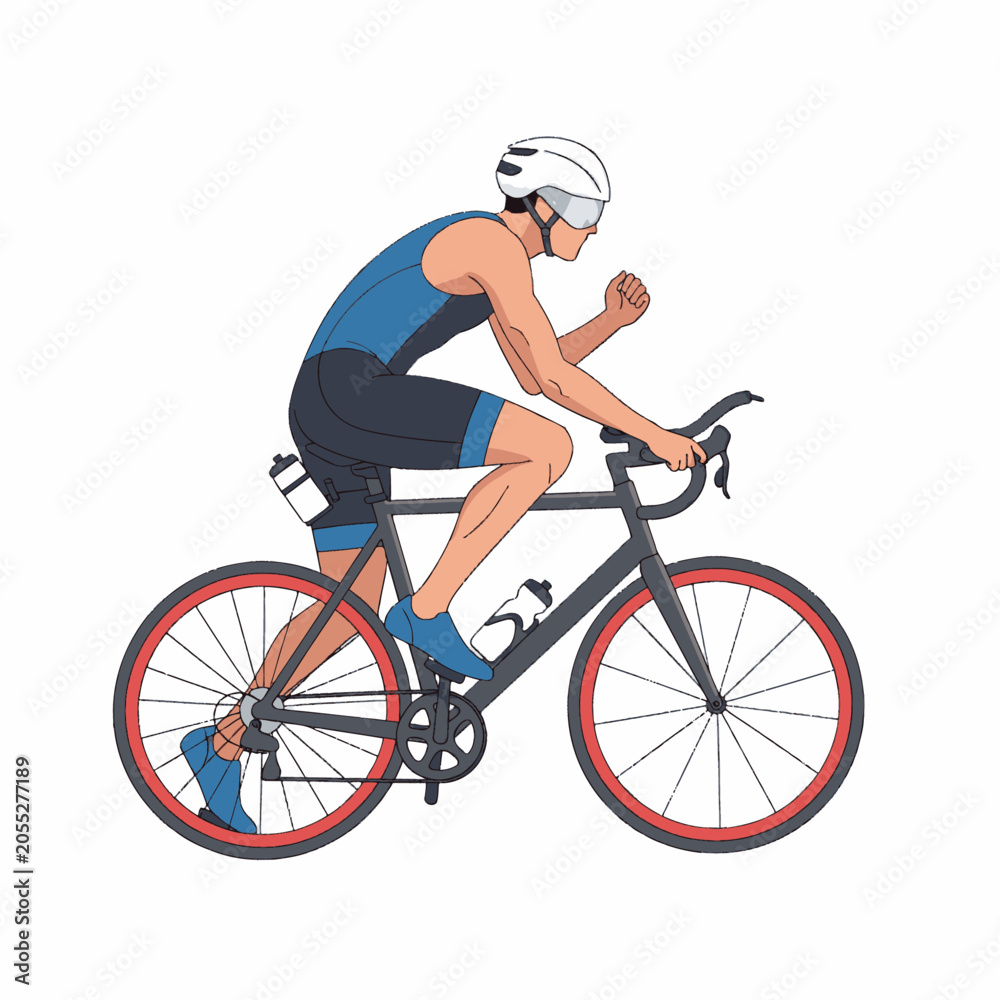 Naklejka premium Male cyclist riding a road bike for outdoor fitness exercise and athletic performance