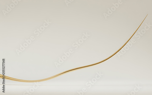 A single golden curved line ascending against a light background, isolated on a, transparent background