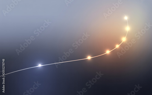 Glowing light dots trailing on a smooth gradient background, isolated on a, transparent background