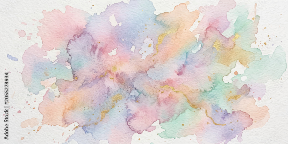 Fototapeta premium Abstract multi colored watercolor splash on paper background with hand painted watercolor texture art water color pastel colorful background paint