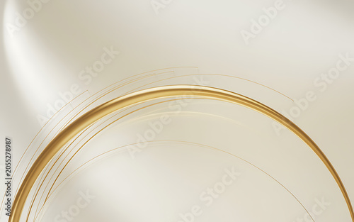 Golden abstract curves and lines on a soft cream background, isolated on a, transparent background