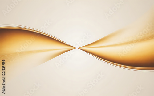 Golden abstract hourglass shape with smooth flowing lines isolated on a transparent background