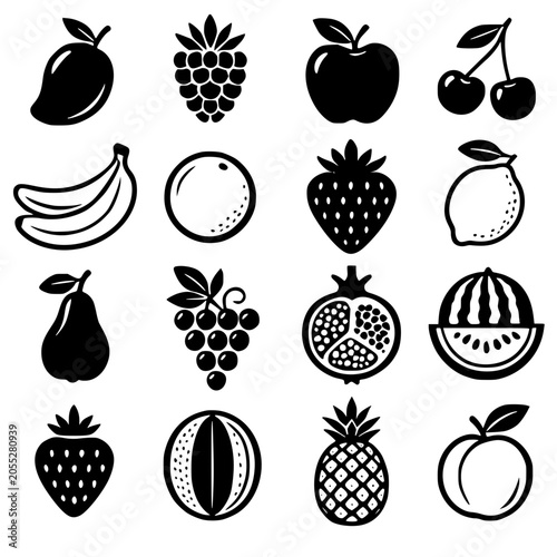 set of fruit icons