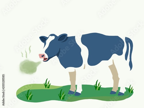 Fotografija Cow Burping Methane Gas 2