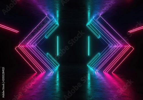 Abstract futuristic background design featuring vibrant electric colors and glowing geometric lines in a dark digital space, design, dark, futuristic