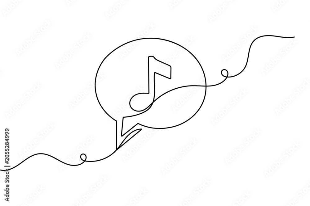 Obraz premium Music note outline continuous line drawing minimalist vector illustration