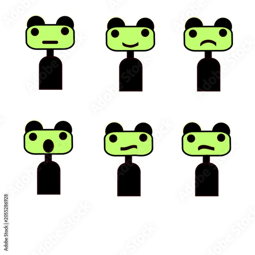 Cyber Mood Board Cartoon Alien Character Icons